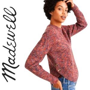 MADEWELL PINK ORANGE SPACE DYE CHUNKY KNIT BIRCHMONT SWEATER